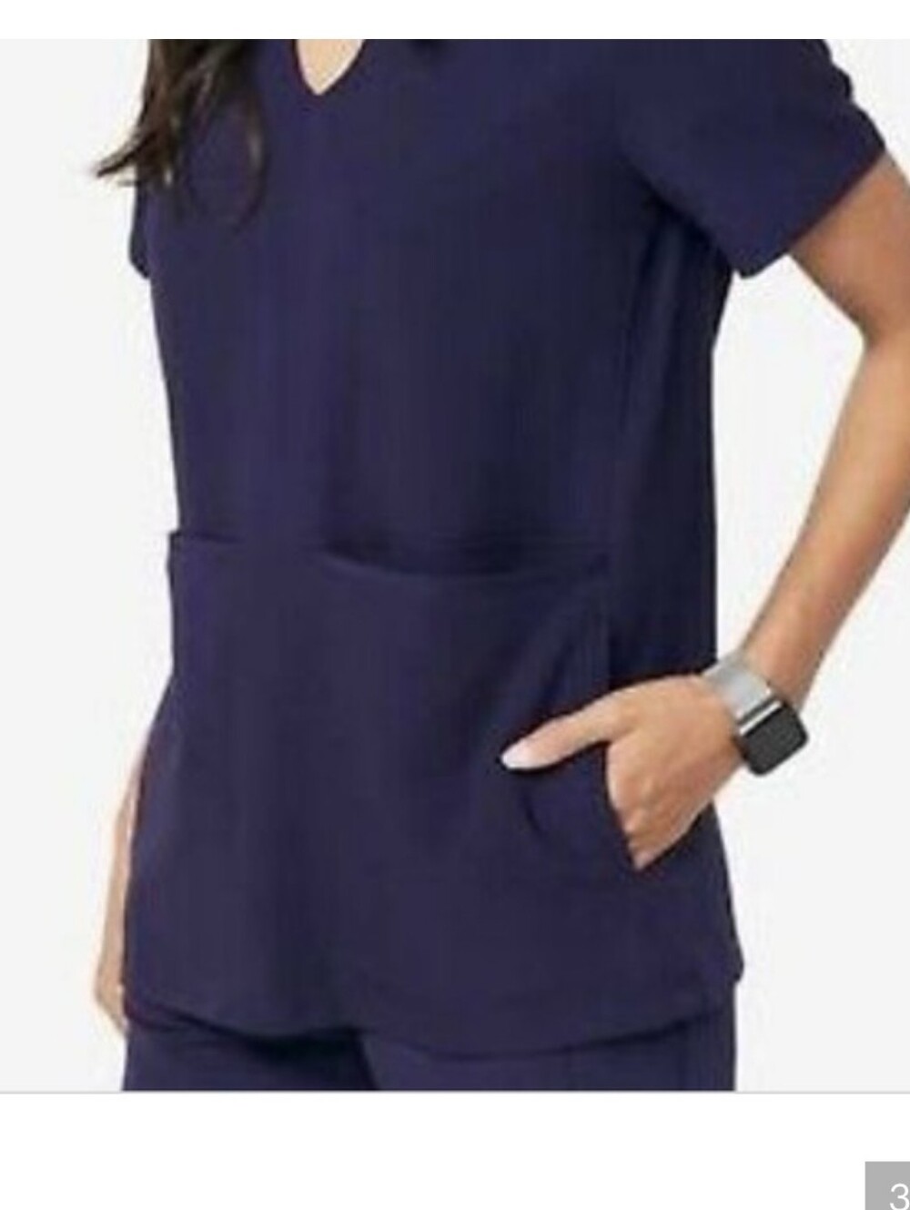 Navy, Banepa, 4 Pocket Scrub Top, Small - Picture 2 of 8